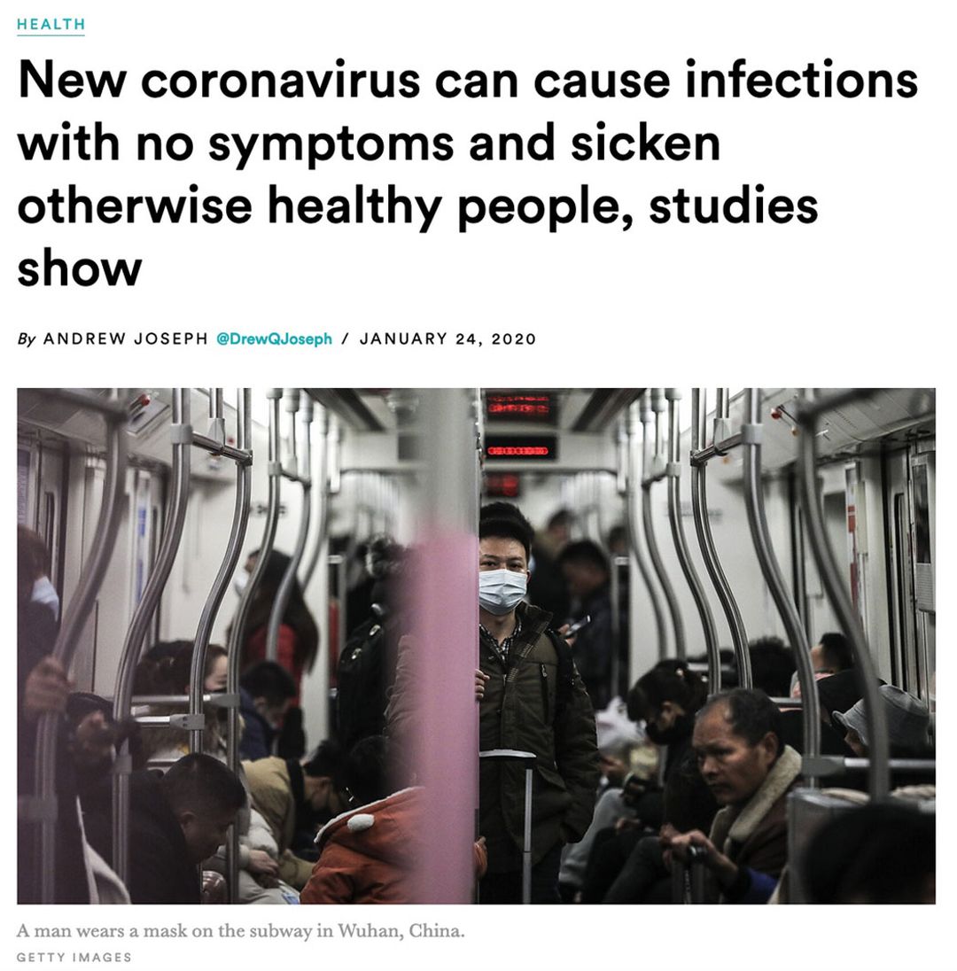 New coronavirus can cause infections with no symptoms and sicken otherwise healthy people, studies show