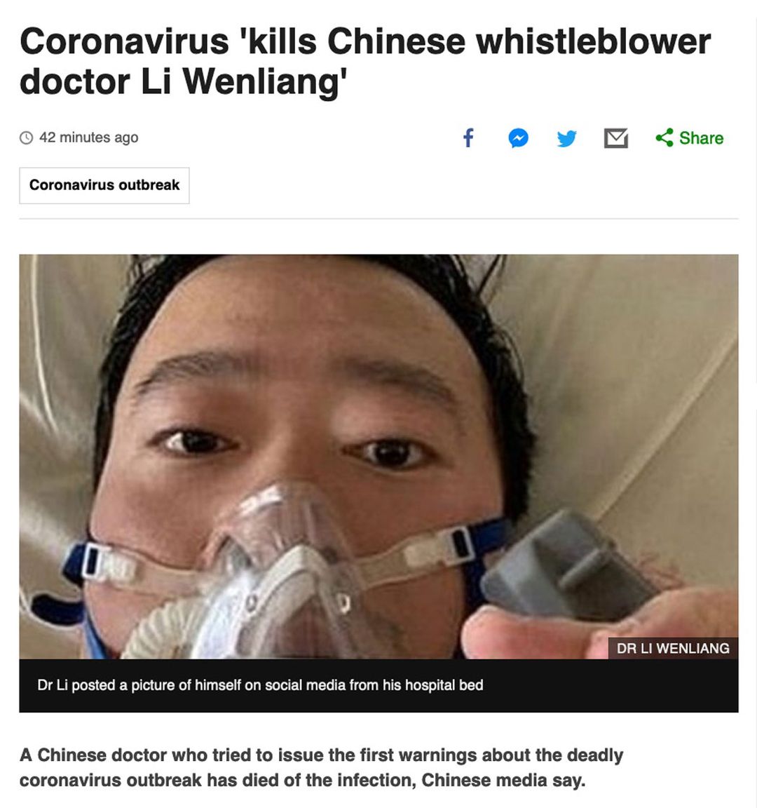 Coronavirus ´kills Chinese whistleblower doctor Li Wenliang