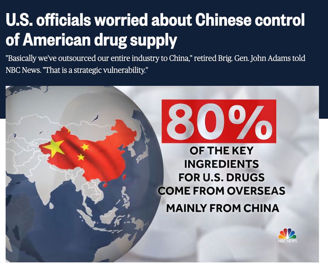 U.S. officials worried about Chinese control of American drug supply