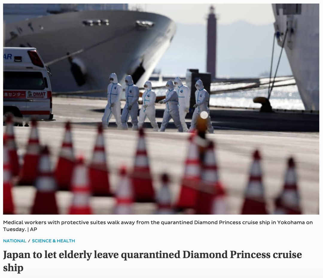 Japan to let elderly leave quarantined Diamond Princess cruise ship