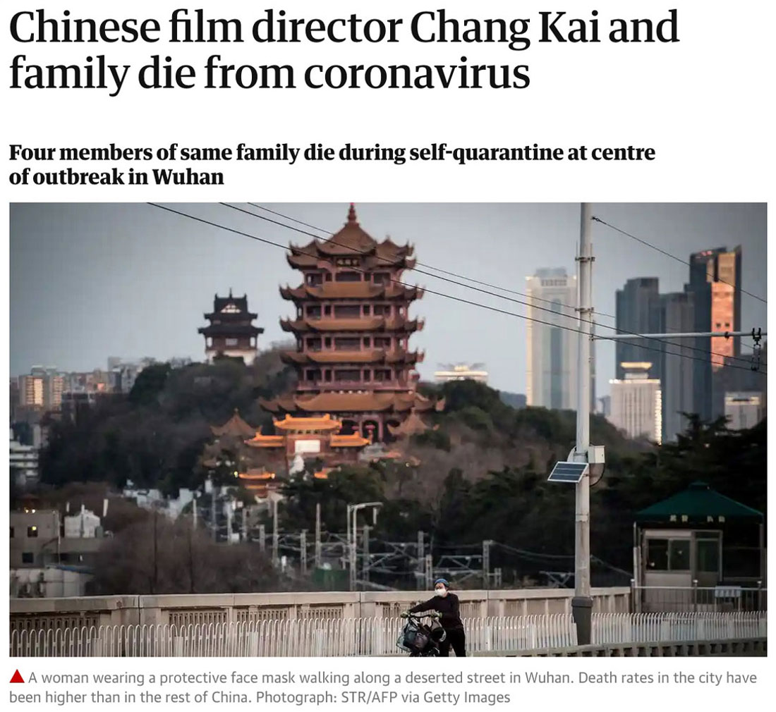 Chinese film director Chang Kai and family die from coronavirus