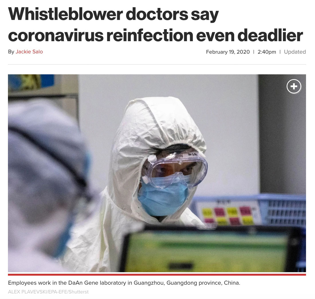 Whistleblower doctors say coronavirus reinfection even deadlier