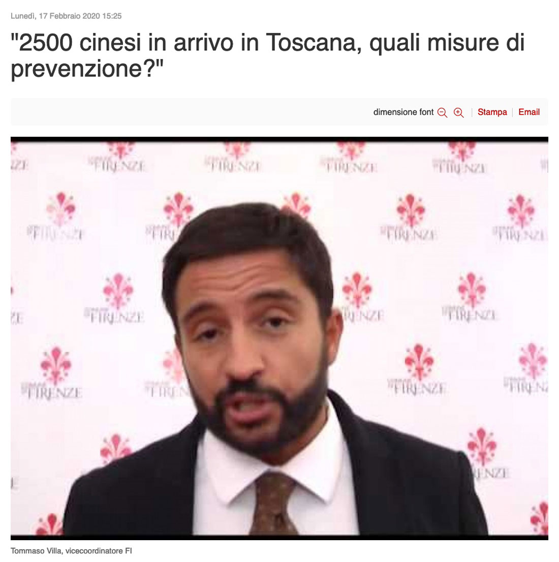 2500 cinesi in arrivo in Toscana, quali misure di prevenzione?